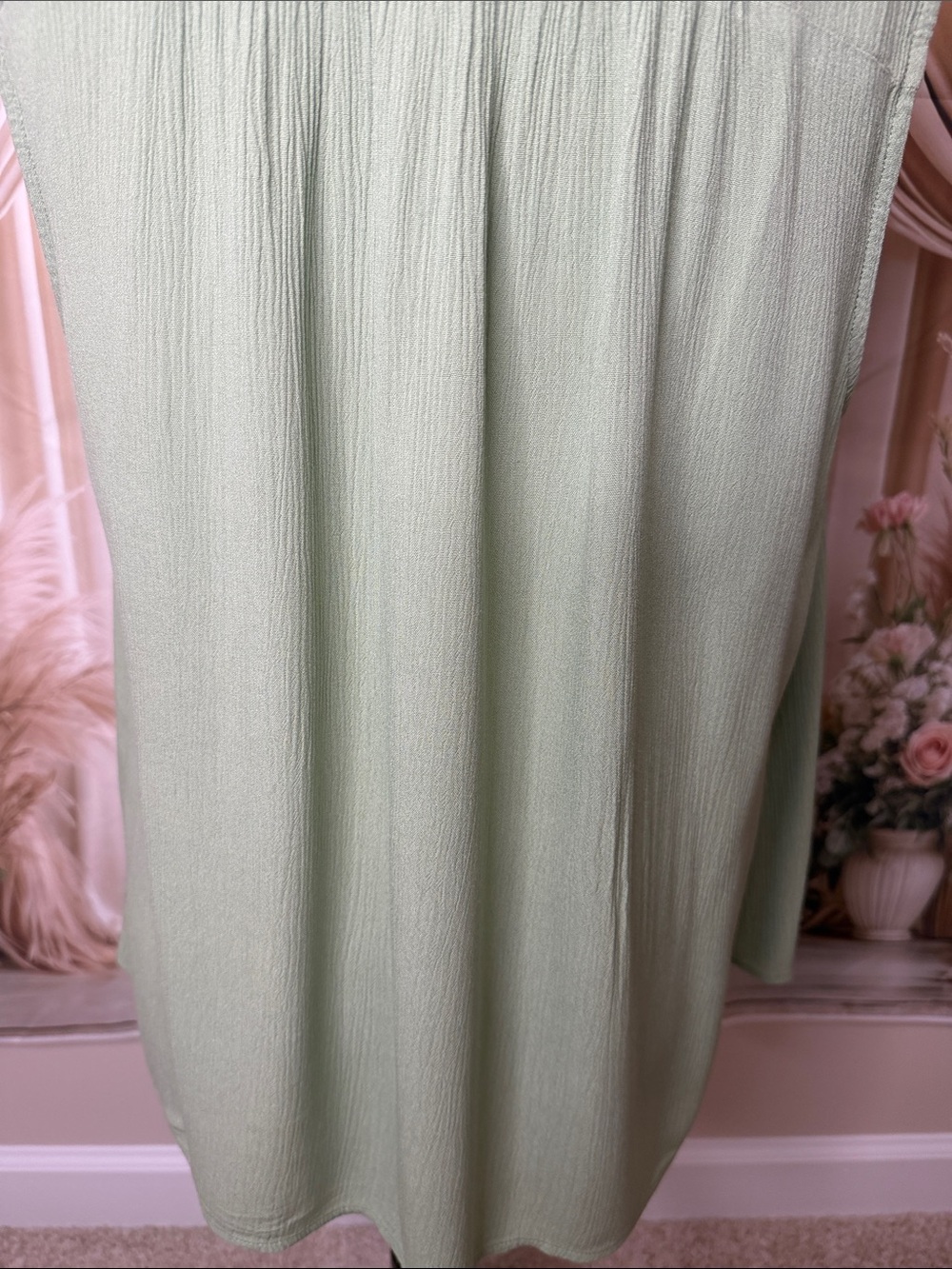 Sleeveless Button-Front Eyelet-Trim Blouse in Sage - Picture 4 of 6